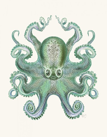 Turquoise Octopus and Squid a