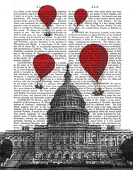 US Capitol Building and Red Hot Air Balloons