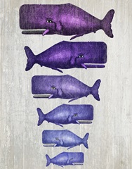 Whale Family Purple on White