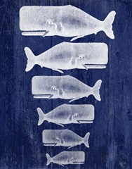 Whale Family White On Blue