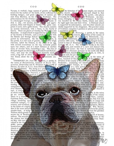 White French Bulldog and Butterflies