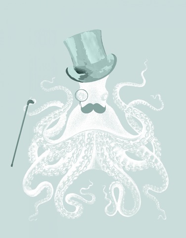 White Octopus on Seafoam b