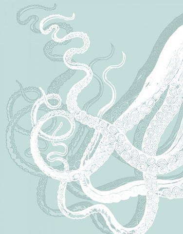 White Octopus on Seafoam c