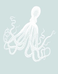 White Octopus on Seafoam e