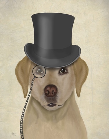 Yellow Labrador, Formal Hound and Hat