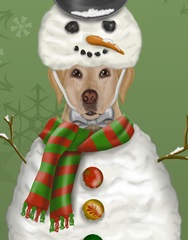 Yellow Labrador, Snowman Costume