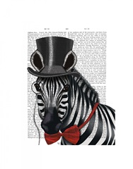 Zebra with Top Hat and Bow Tie 1, Sideways
