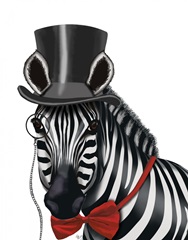 Zebra with Top Hat and Bow Tie 1, Sideways
