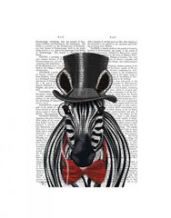 Zebra with Top Hat and Bow Tie 2, Forwards