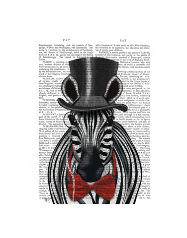 Zebra with Top Hat and Bow Tie 2, Forwards