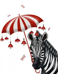 Zebra with Umbrella 1, Sideways