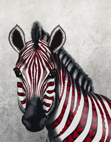 Zebra, Red Love Hearts