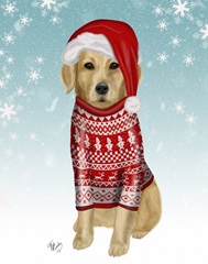 Golden Retriever in Christmas Sweater