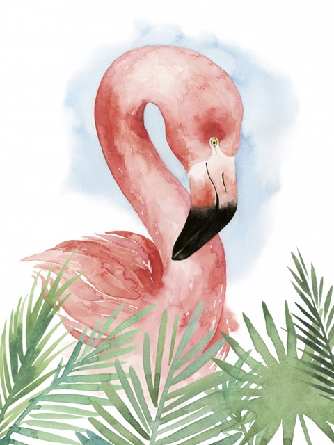 Watercolor Flamingo Composition I