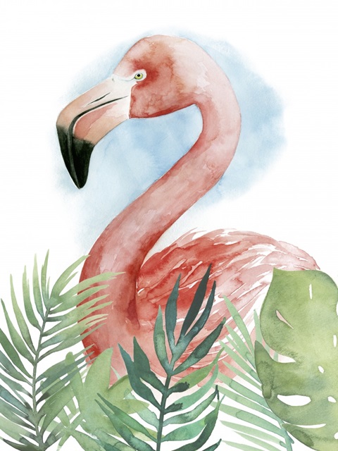 Watercolor Flamingo Composition II