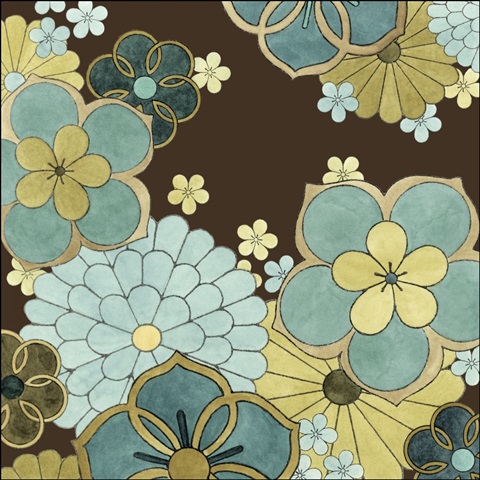 Cascading Blooms in Teal I