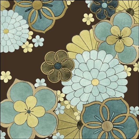 Cascading Blooms in Teal II