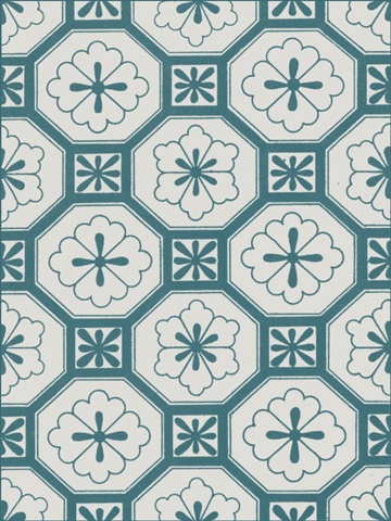 Ornamental Pattern in Teal VI