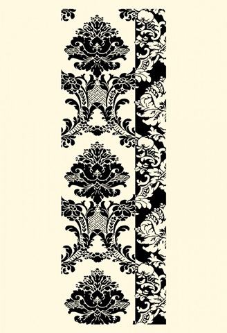 Damask in Black and Cream I