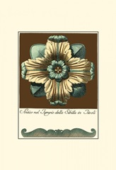 Aqua and Brown Rosette I