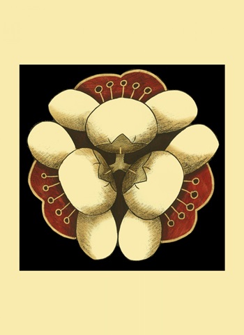 Small Floral Mandala on Red I