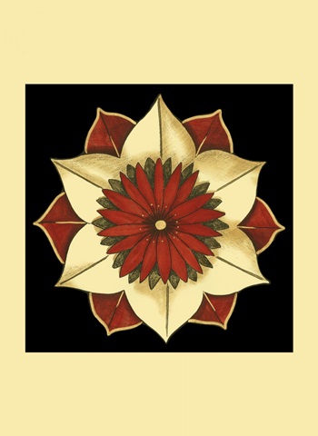 Small Floral Mandala on Red II