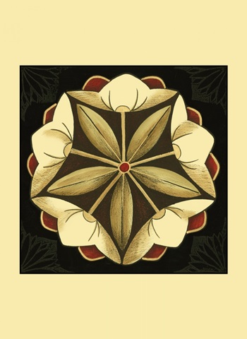 Small Floral Mandala on Red IV