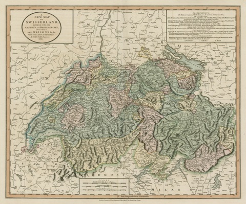 Vintage Map of Switzerland
