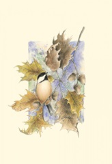 Chickadee and Oak Leaves