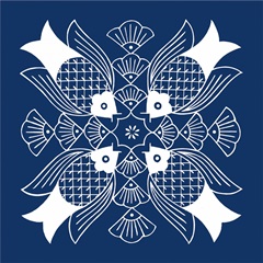 Chinese Indigo Fish I