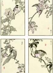 Woodblock Oriental Birds