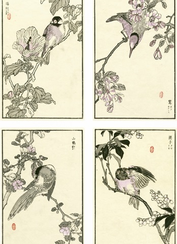 Woodblock Oriental Birds