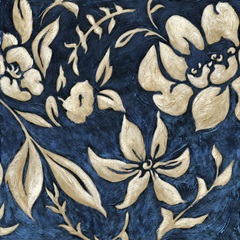 Indigo and Cream Brocade II