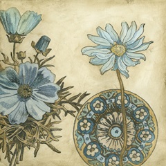 Blue and Taupe Blooms I