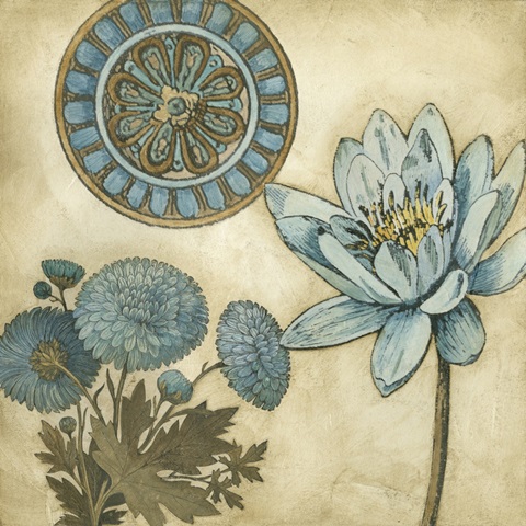 Blue and Taupe Blooms II