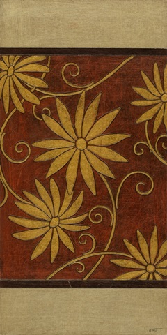 Gold Daisies on Mahogany I