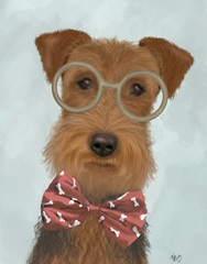 Airedale with Glasses and Bow Tie