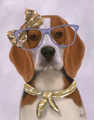 Beagle with Glasses and Scarf