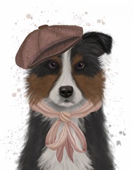 Border Collie Hat and Pink Scarf