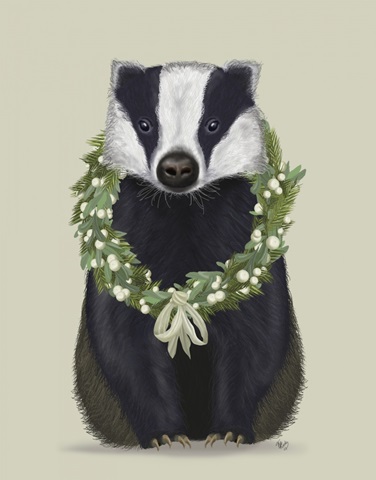 Christmas Badger and Sage Wreath
