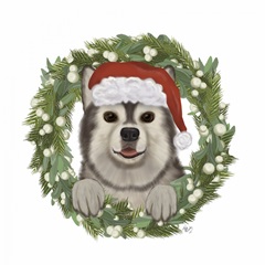 Christmas Des - Husky Wreath