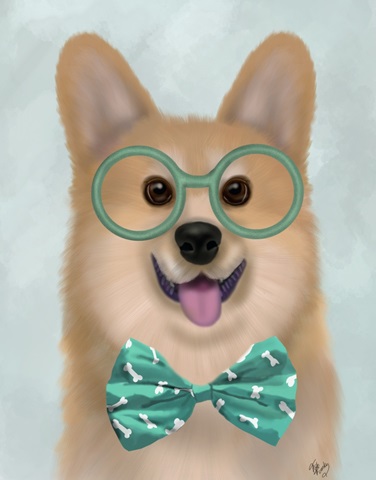 Corgi with Glasses and Bow Tie