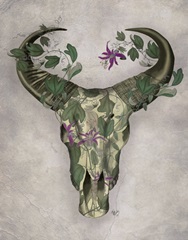 Cow Skull and Passion Flowers