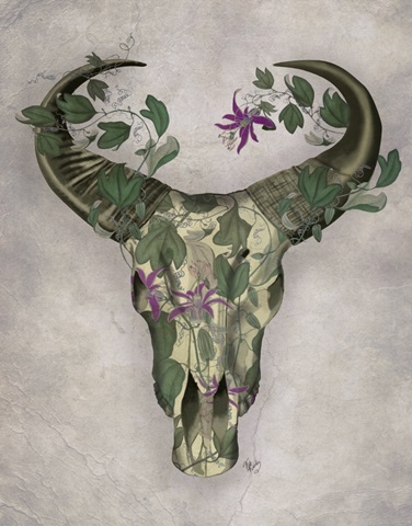 Cow Skull and Passion Flowers