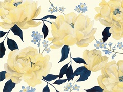 Fleurs D'or et Bleu I