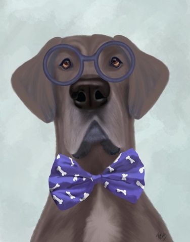 Great Dane with Glasses and Bow Tie