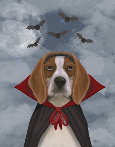 Halloween Beagle and Bats