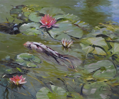 Koi and Lilies III
