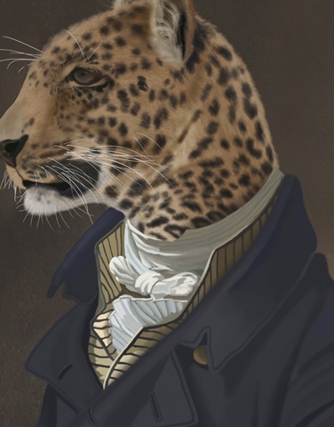 Leopard in Blue Jacket