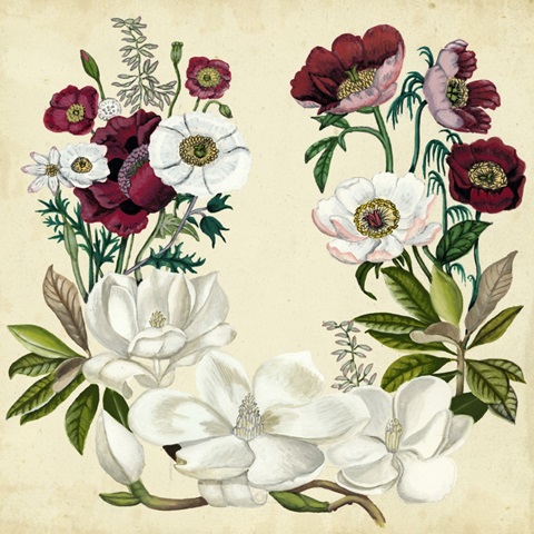 Magnolia and Poppy Wreath I